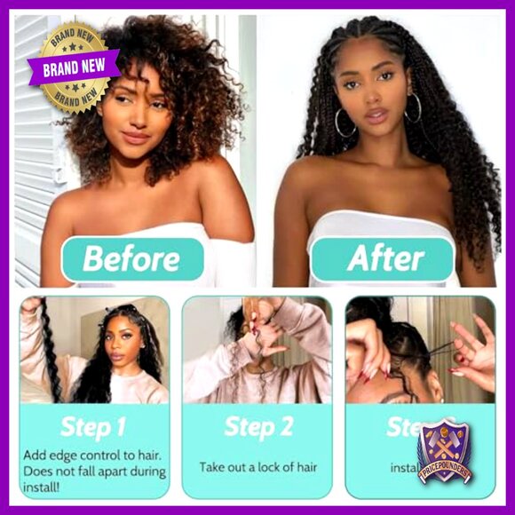 20 Inch Curly Human Hair Extensions for Boho Braids 110g 3 Bundles main image 5